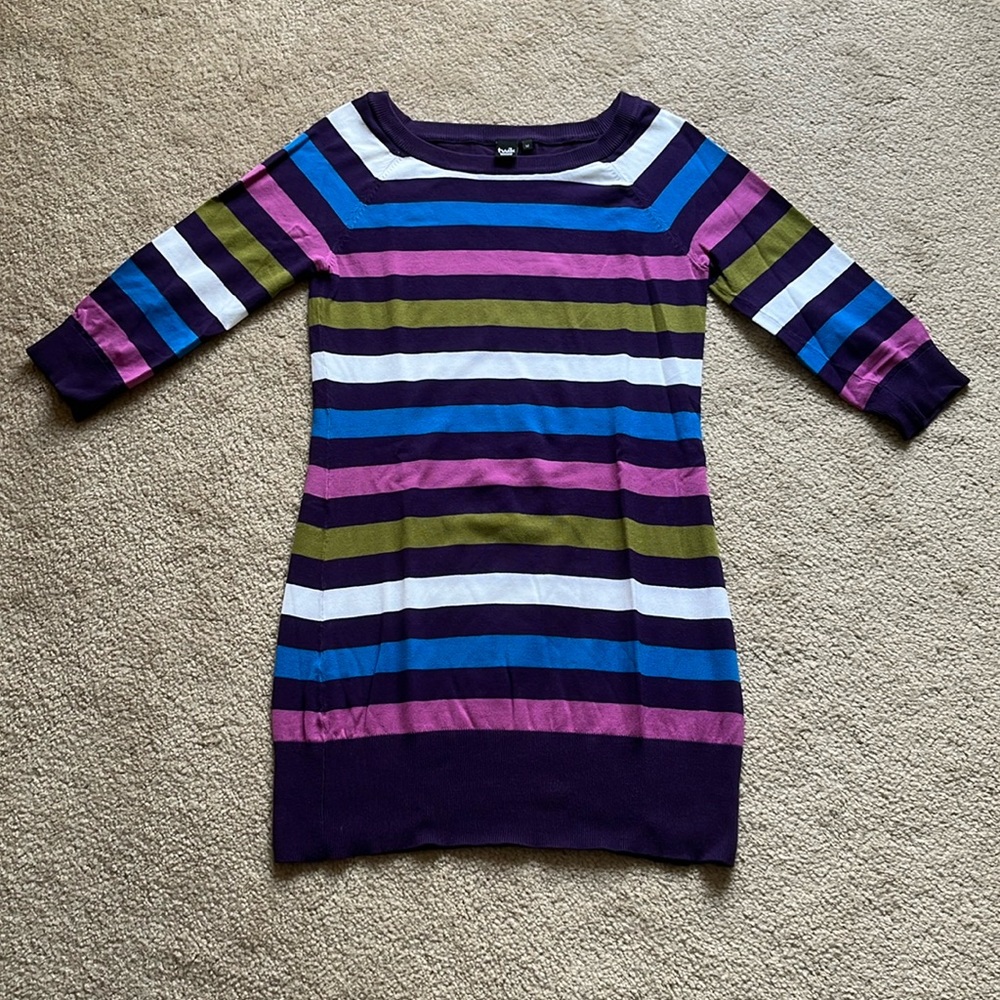 Twik Multicolour Striped Long Sweater Purple Three Quarter Length Sleeve